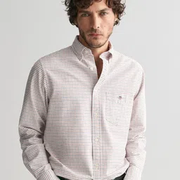 GANT Men Button-Down Collar Micro Checked Cotton Casual Shirt-image-31