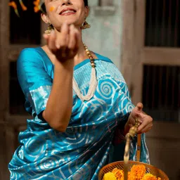 Subham Woven Design Zari Silk Blend Banarasi Saree-image-38