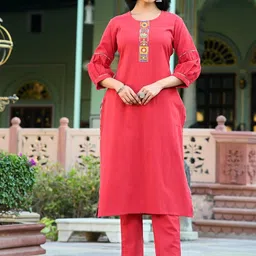 ADAA JAIPUR Women Ethnic Motifs Printed Regular Pure Cotton Kurta with Trousers-image-20