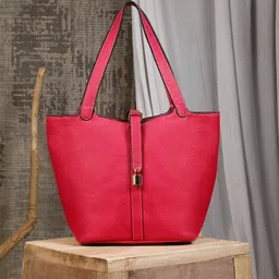 HATS OFF ACCESSORIES Leather Structured Tote Bag-image-6