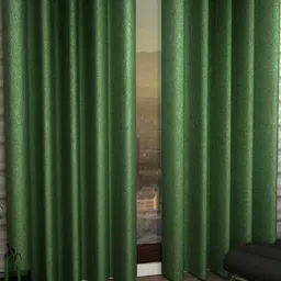 BELLA TRUE 270 cm (9 ft) Polyester Semi Transparent Long Door Curtain (Pack Of 2) (Solid, Green)-image-88
