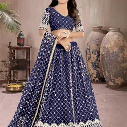 F Plus Fashion Blue Net Lehenga Choli-picture-36