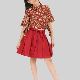 BEING NAUGHTY Girls Printed Short Sleeves Top With Skirt-image-52