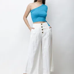 Moda Rapido One Shoulder Cotton Crop Top-picture-17