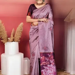 Mitera Woven Design Silk Blend Banarasi Saree-image-20