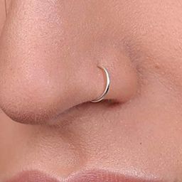 SHREEVARAM Pack of 2 Silver Plated Brass Nose Ring 8mm-image-4