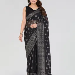 LeeliPeeri Designer Paisley Poly Georgette Saree-image-34