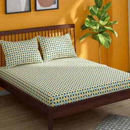 Portico Hashtag Lime Green Printed Cotton 152 TC Super King Bedsheet Set 2.74 x 2.29m-49