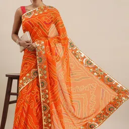 LeeliPeeri Designer Bandhani Printed Gotta Patti Bandhani Saree-image-91