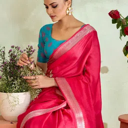 Mitera Woven Design Zari Pure Crepe Banarasi Saree-image-74