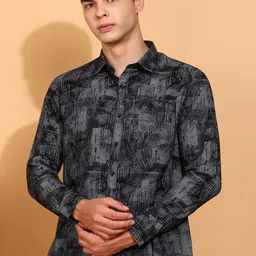 Moda Rapido Classic Abstract Printed Spread Collar Cotton Casual Shirt-picture-7
