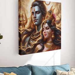 SAF Blue & Gold-Toned 1 Piece Canvas Religious Wall Paintings-image-73