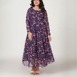 Meraki Fab Navy Blue Georgette Dresses-image-52