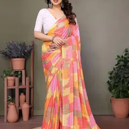 DIVASTRI Pure Georgette Block Print Saree-picture-0
