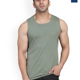 SLOWLORIS Pack Of 2 Graphic Printed Round Neck Sleeveless Cotton Gym Vests-picture-41