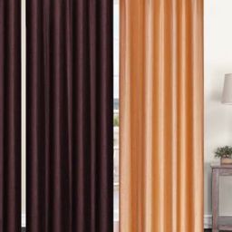 BELLA TRUE Brown & Orange 4 Pieces Window Curtains-image-69