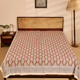 Fabindia Maroon & White Printed Cotton Single Bed Cover-image-92