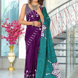 KALINI Floral Printed Block Print Saree-10