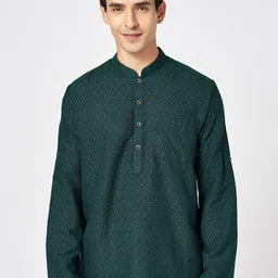 indus route by Pantaloons Men Geometric Thread Work Pathani Kurta-image-70