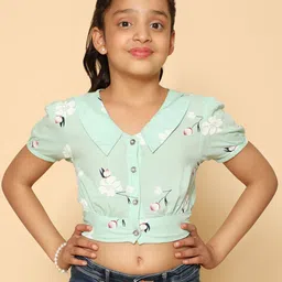 Kids Cave Floral Print Crepe Crop Top-picture-58