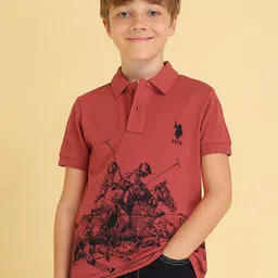 U.S. Polo Assn. Kids Boys Printed Polo Collar Applique T-shirt-image-90