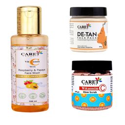 CARET ORGANIC Set Of 3 Papaya Face Wash- 100ml- Glow Scrub- 100g & Face Pack-100ml-6