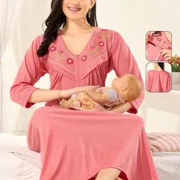 UDHATIKRAMAN Embroidered Maxi Nightdress-picture-30