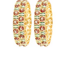 NMII Set Of 2 Gold-Plated Artificial Stone-Studded Bangles image 3
