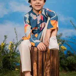VASTRAMAY Boys Floral Printed Regular Kurta with Pyjamas image 5
