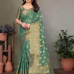SILKWEAR Ethnic Motifs Woven Design Zari Bhagalpuri Saree-picture-21