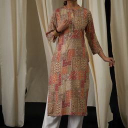 Anouk Floral Printed Mandarin Collar Straight Kurta-picture-23