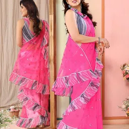 BLEESBURY Striped Net Saree image 2