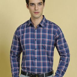 Allen Solly Men Slim Fit Spread Collar Tartan Checked Cotton Formal Shirt-image-68