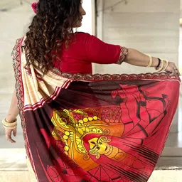 Anouk Ethnic Motifs Beads and Stones Block Print Saree with Matching Blouse image 4
