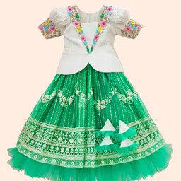 White Button Girls Embroidered Ready to Wear Lehenga &-picture-25