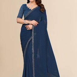 Moda Rapido Blue Poly Georgette Sarees-image-18