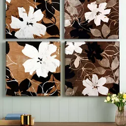 Art Street Tan & White 4 Piece Canvas Floral And Botanical Wooden Wall Art-image-69