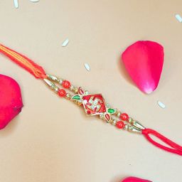 Anouk Stones Studded And Beaded Swastik Thread Rakhi With Roli And Chawal & Card-6