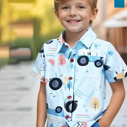 BAESD Boys Pack of 2 Classic Fit Solid Spread Collar Cotton Casual Shirts-picture-46