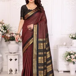 SILKWEAR Checked Zari Mysore Silk Saree-picture-6