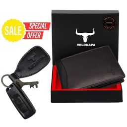 WILDNAPA Men Accessory Gift Set of Leather Wallet With Key Chain-image-78