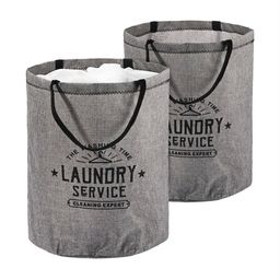 Aura 2Pcs Grey & Black Printed Foldable Laundry Bag With Handle-6