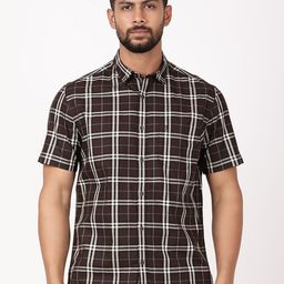 Indian Terrain Checked Spread Collar Slim Fit Classic Cotton Shirt-picture-25