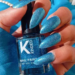 KINDED Topper Coat Glitter Textured Nail Polish- 9 ml-Glitz Blue Logoon 49-57