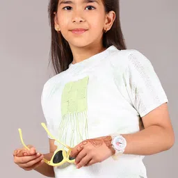 V-Mart Girs Self Design Round Neck Short Sleeves Top-image-28