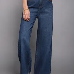 Miss Chase Women Wide Leg High-Rise Clean Look Light Fade Non Stretchable Jeans-image-94