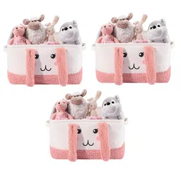 Kuber Industries Pink & White 3 Pieces Multi-Utility Organisers-19