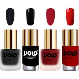 VOLO Set Of 4 Velvet Matte & Extra Shine Nail Polish-8 ml & 9.9 ml Each Shade 05-36-3-38-27
