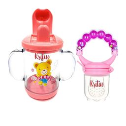 Kritiu Set Of 2 Sippy Spout Cup With Handles 200 ml & Rattel Nibbler-21