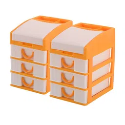 Kuber Industries Yellow & White 2 Pieces Reusable 4-Layer Drawer Organiser image 2